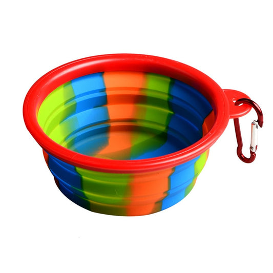 Colorful Pet Bowl Feeder With Hang On Carabiner Buckle