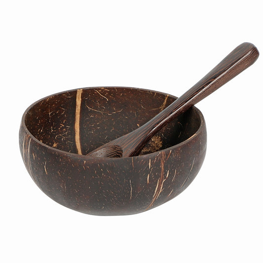 Sustainable Plastic-Free Natural Coconut Wooden Bowl With Spoon